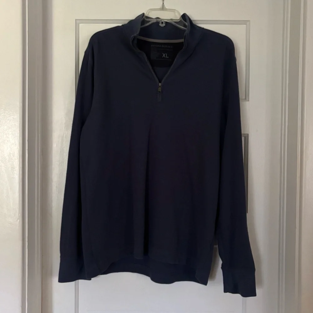 Banana Republic Men's Dark Blue Quarter Zip Sweater